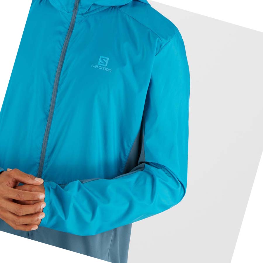 Salomon AGILE WIND WINDBREAKERS Kabát Férfi Kék | HU 2359KOR